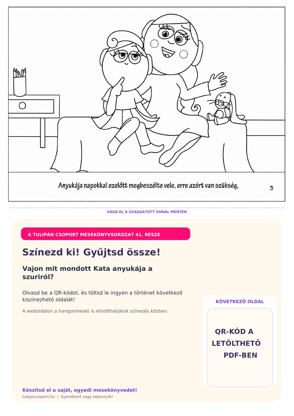 Anya elmagyarázza, miért szükséges a szuri – ingyenes nyomtatható színező óvodásoknak